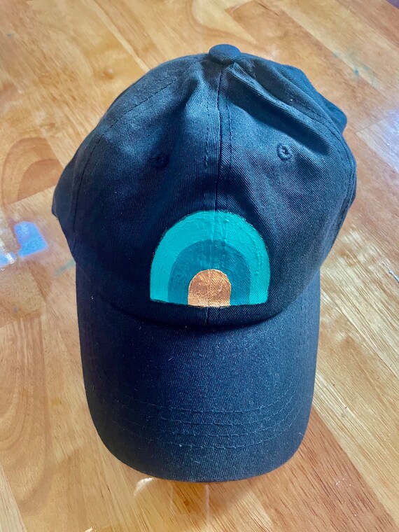 Rainbow Hand Painted Baseball Hat, One of a Kind Dad Hat 
