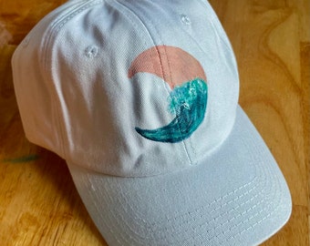 Rainbow Hand Painted Baseball Hat, One of a Kind Dad Hat  display picture 2