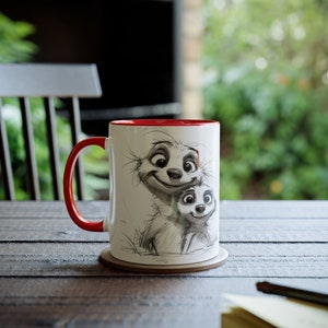 Mutter und Sohn, Mutter und Tochter, Familien Porträt, Geschenk für, Mama, Papa, Kind, Cartoon Becher, individuelle Tasse, Erdmännchen Familie, Erdmännchen