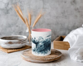 Watercolour Line Art Animal Mug, Polar Bear Mug, Natural Habitat, Gift Mug, Coffee Mug, Ceramic Mug, White Mug, Coffee Mug, Tea Mug