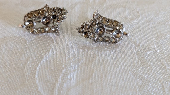 Vintage Screw-On Earrings (4 Pairs!!!) Rhinestone… - image 9