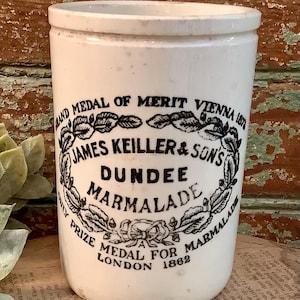 James Keiller and Sons  Dundee 1lb Marmalade  Pot Jar English Advertising pot English Stoneware English Ironstone