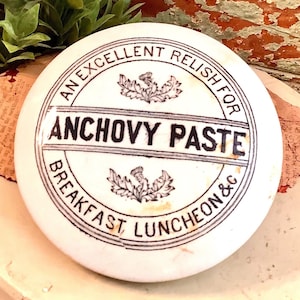 Anchovy Paste Pot and Lid an Excellent Relish Victorian Advertising Pot English Ironstone Jar