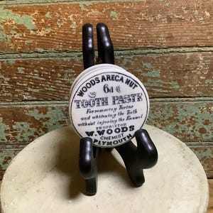Woods Areca Nut Toothpaste Plymouth ,Pharmacy Jar, Advertising Victorian Paste Pot, Apothecary Antique Chemist