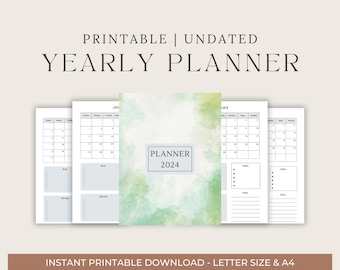 Annual Planner | Monthly Inserts | 2024-2025 Planner | 2024 Digital Planner | Undated Calendar | Yearly Notability Planner | Year Countdown