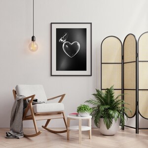 3D Butterfly Love Wall Art: Elegant Black & White Digital Print for Stylish Home Decor | Valentine&#39;s Day | Gift Idea For Lovers | BFF Gift