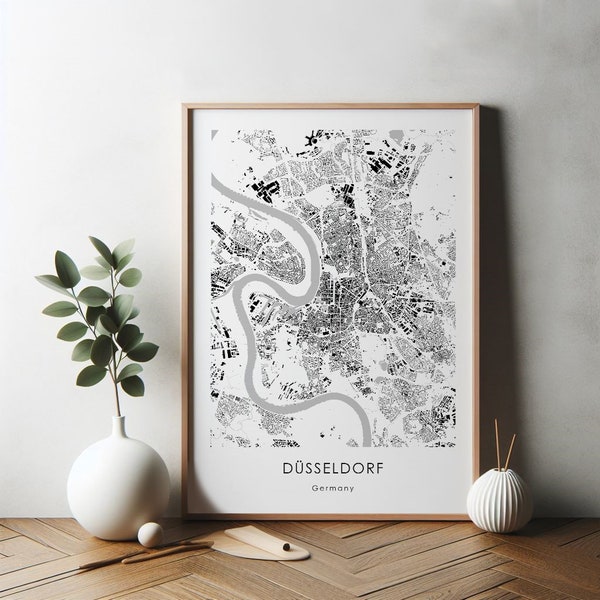 DÜSSELDORF City Map Germany Europe Worldwide, new job gift, for birthday, present, Travel Road Map, art, digital download