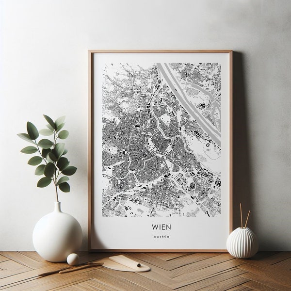 VIENNA City Map Austria Europe Worldwide, New Job Gift, Birthday Gift, Travel Road Map, Art, Digital Download