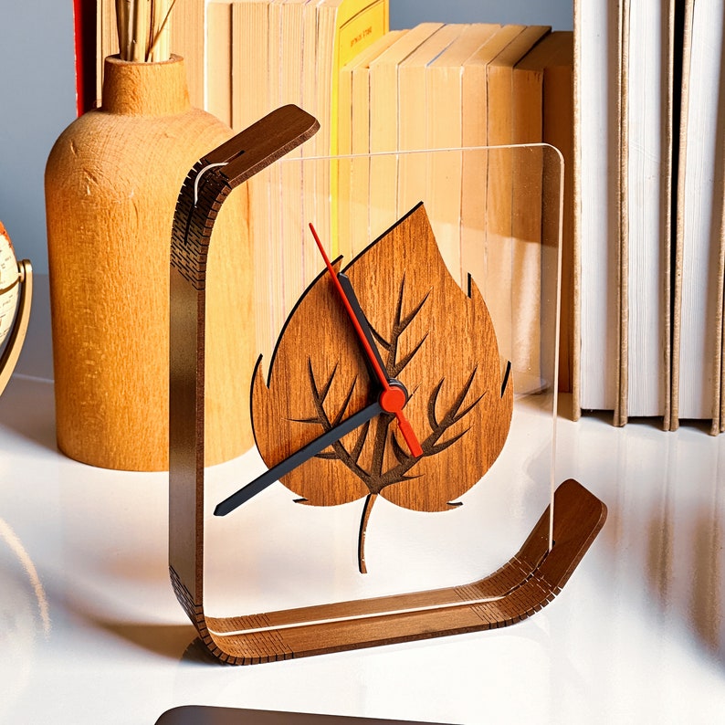 Wooden Desk Clock, Design, Table Clock, Minimalist Office Decor, Gift ...