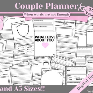 Couple Planner | Couple Journal | Relationship Planner Relationship | Love Journal | Printable Planner | Instant Download | Conversation