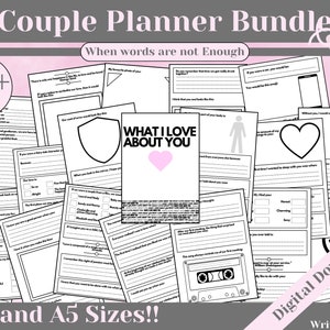 Couple Planner Bundle | Journal | Relationship Planner Relationship | Couple Therapy | Printable Planner | Instant Download | Conversation