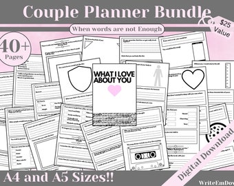 Couple Planner Bundle | Journal | Relationship Planner Relationship | Couple Therapy | Printable Planner | Instant Download | Conversation