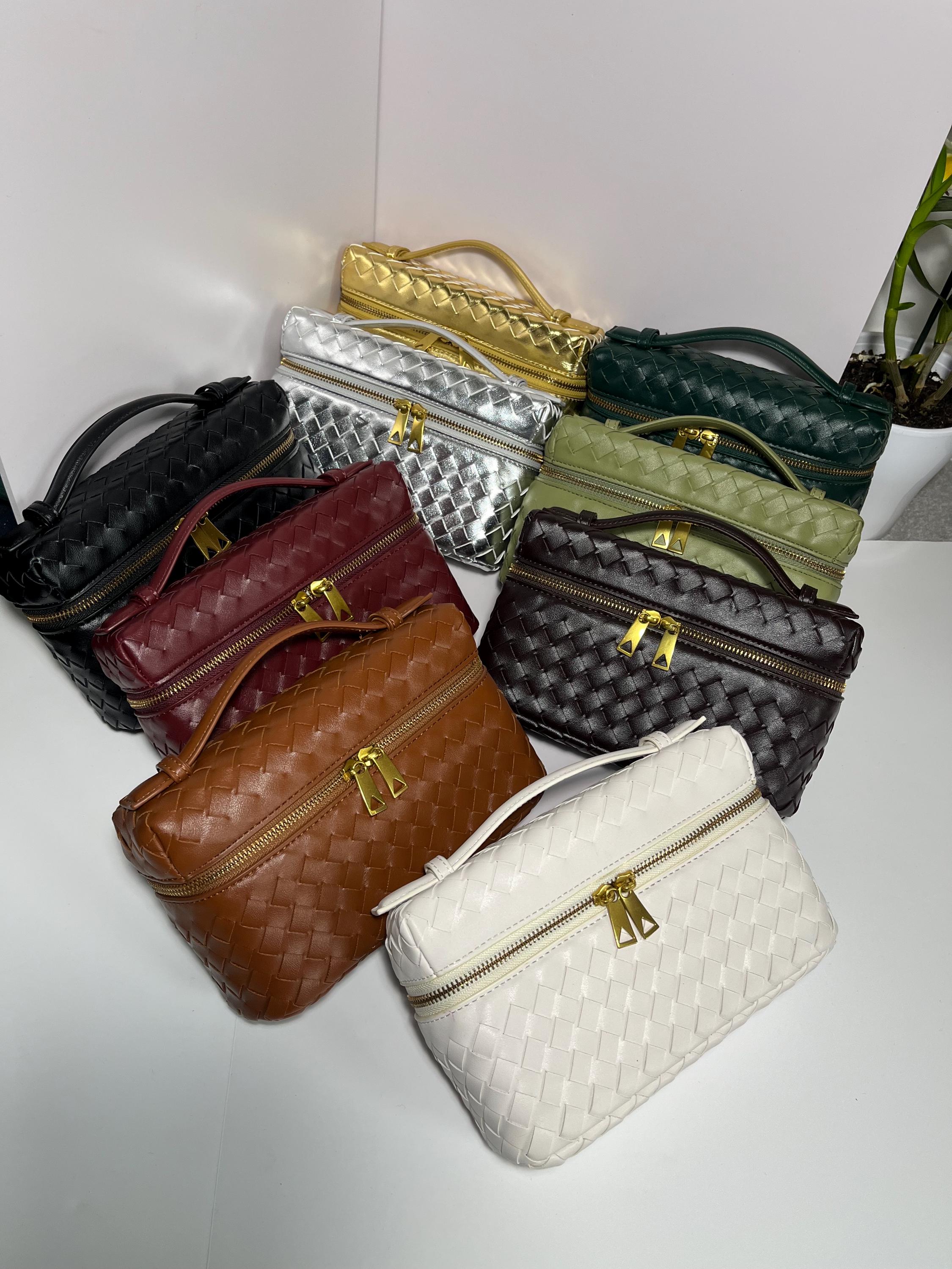Multicoloured woven purse with gold hardware Woven Leather Top-handle/ Shoulder Bag – Tiffany & Fred Paris main image 4