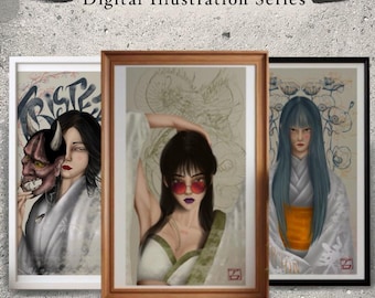 Romantic Shadows - Full Digital Illustration Bundle/ Dark Romantic Art Collection-Printable Wall Art Download