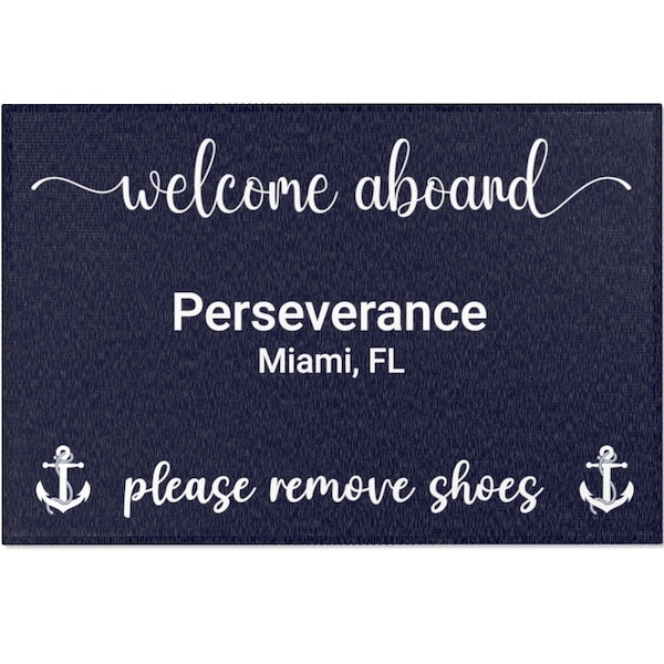 Custom Remove Shoes Boat Mat for Boat Yacht Beach House Stateroom Personalized Gift for Captain Anchor Accessories Welcome Aboard Doormat