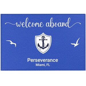 Welcome Aboard Mat, Personalized Boat Gift, Yacht, Lake Cabin, Custom Nautical Doormat, Captain Gift, Anchor Decor