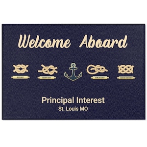 Personalized Welcome Aboard Boat Mat, Custom Boat Gift Ideas, Boat Accessories, Boat Owner Gift Ideas, Boating Rug, Nautical Gift, Yacht Rug