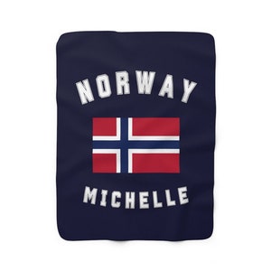 Personalized Norway Blanket Custom Flag of Norway Sherpa Fleece Throw Blanket Country Flag Gifts Name Blanket Norwegian Gift for Couch Sofa