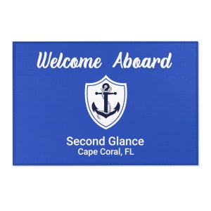Custom Welcome Aboard Mat for Boat Accessories Yacht Pontoon Personalized Doormat Gift for Captain Gunwale Anchor Decor Nautical Gunnel