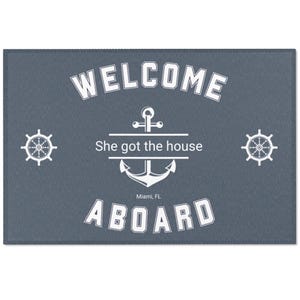 Welcome Aboard Anchor Mat for Boat Yacht Custom Boat Gift Personalized Gift for Captain Nautical Decor Doormat Made in USA