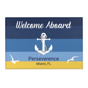 Custom Boat Mat, Welcome Aboard Doormat, Personalized Gift for Boat Owner, Anchor Decor,Nautical Accessories