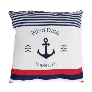 Boat Name Pillow, Custom Yacht Bedding, Beach House Accessories, Anchor Decor Welcome Aboard Sailor, Personalized Cushion