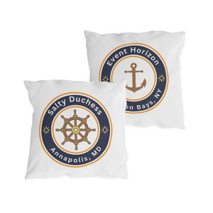Custom Boat Pillow, Personalized Anchor Pillow, Yacht Pontoon Accessories, Anchor Decor Sailor Captain Throw Cushion Outdoor Water Resistant