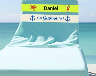 Custom Beach Chair Band, Personalized Towel Band, Cruise Ship Essentials, Stretchable  Elastic Strap, Chair Saver for Cruise Chairs