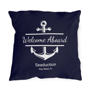 Custom Boat Pillow, Personalized Yacht Nautical Accessories, Captain, Anchor , Welcome Aboard, Throw Cushion, Sailor, Indoor Outdoor