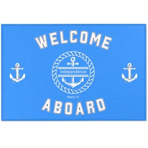 Personalized Nautical Anchor Boat Mat, Welcome Aboard Doormat for Boat Yacht Custom Decor Accessories Made in USA