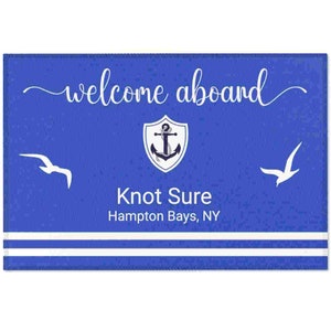 Welcome Aboard Mat for Boat, Custom Boat Gift, Personalized Gift for Yacht, Nautical Anchor Decor, Doormat for Sailor, Made in USA
