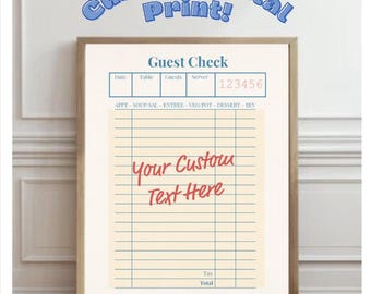 Custom Guest Check Print; Customizable Dorm Decor; Trendy Dorm Prints; College Girl Room Decor