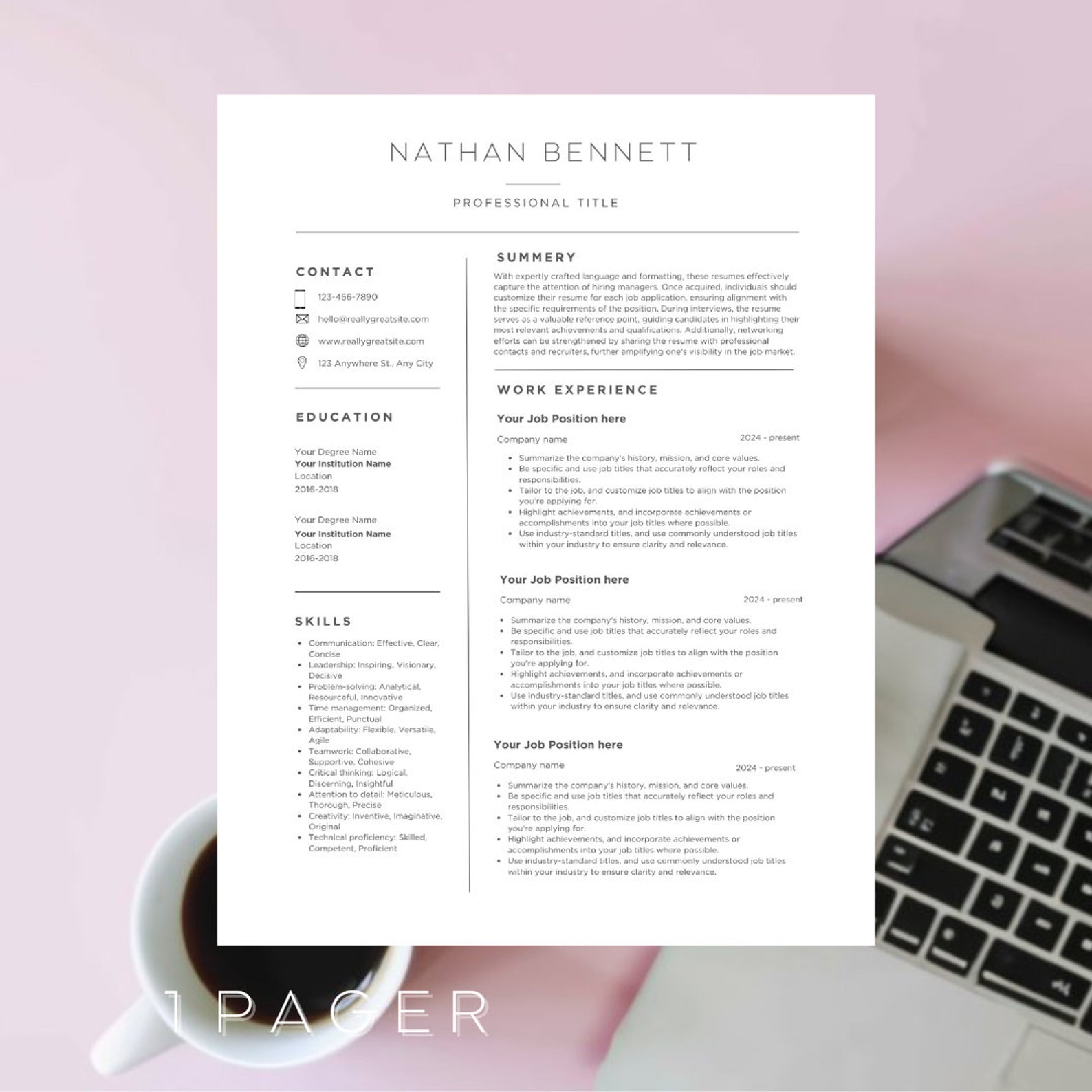 Canva Resume Template Modern Professional - Etsy
