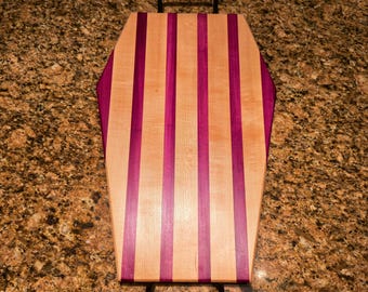 Handmade Coffin Charcuterie Board: Maple and Purpleheart Serving Tray / 18" x 12"