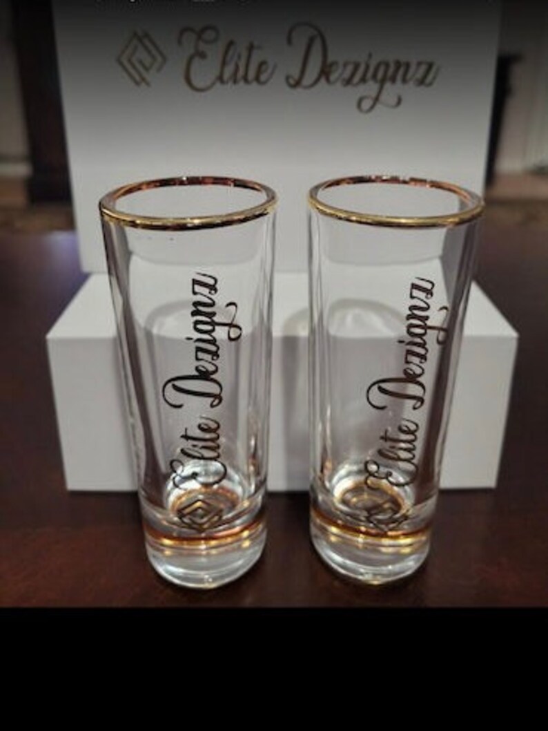 Shot Glass Gold Trim Signature Set by Elite Dezignz Etsy
