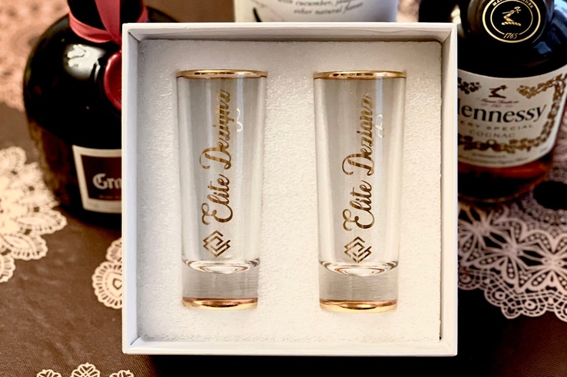 Shot Glass Gold Trim Signature Set by Elite Dezignz Etsy