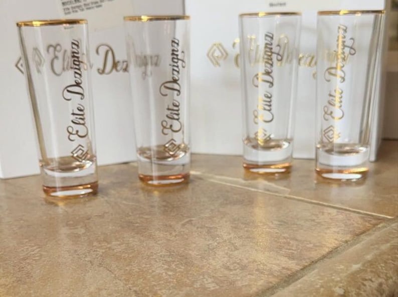 Shot Glass Gold Trim Signature Set by Elite Dezignz Etsy