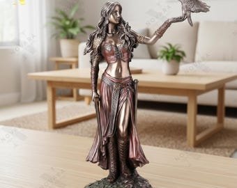 Morrigan Celtic Goddess Statue, Resin Pagan Figurine, Wiccan Altar Decor, Mythological Goddess Sculpture, Spiritual Home Decor Gift.
