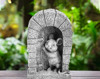 Estatua de puerta de jardín de ratón, estatua de jardín zen, estatua de ratón para exterior, adornos de resina de animales, adorno de jardines, escultura de jardín de ratón.