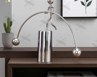 Creative Balance Pendulum Sculpture, Kinetic Metal Desk Toy, Physics Motion Ornament, Office Home Decor, Graduation Gift For Students.
