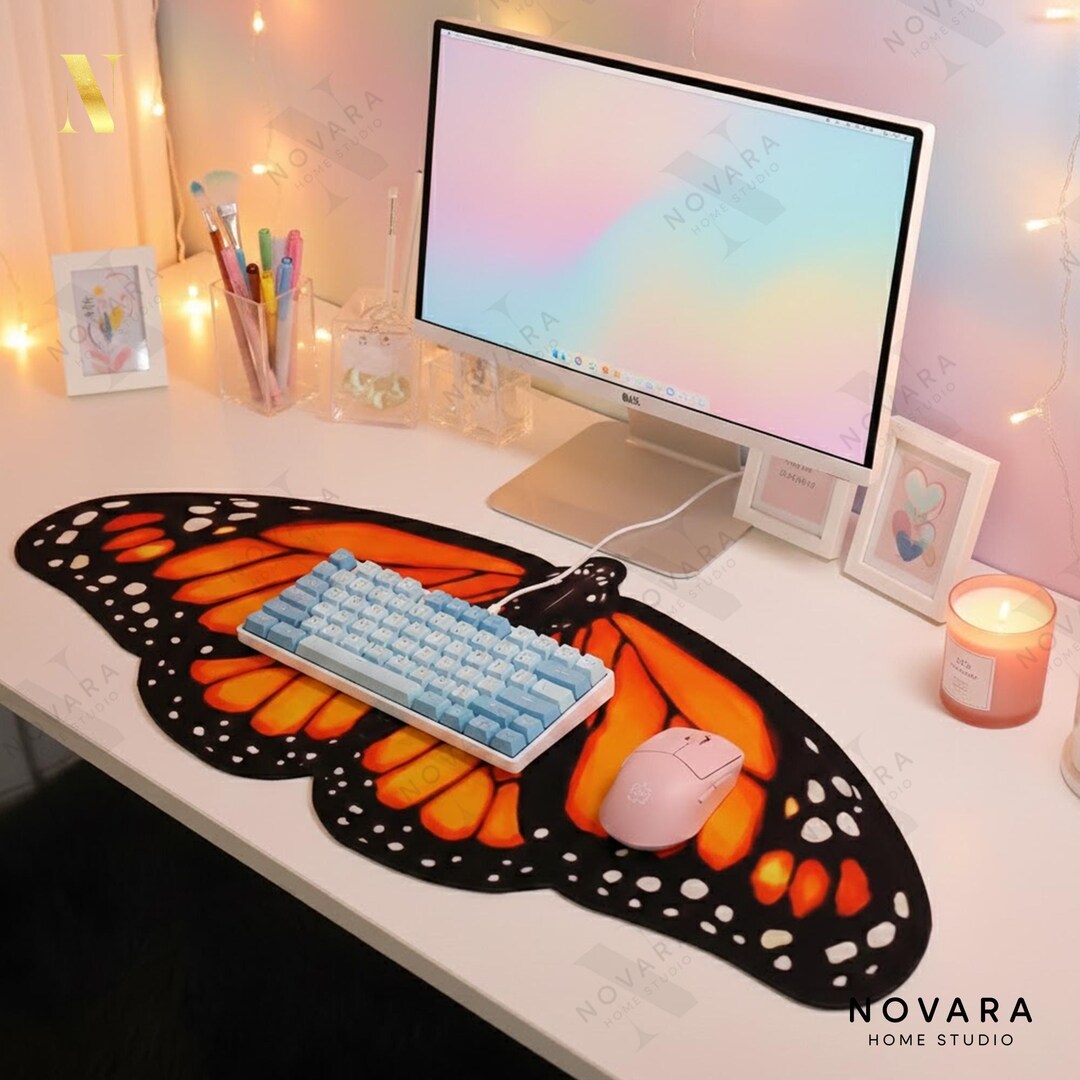 Butterfly Mouse Mat, Lilac Gaming Mouse Pad, Irregular Keyboard Pad ...