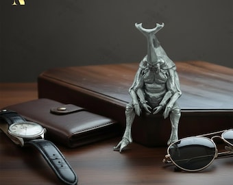Mini figura de escarabajo rinoceronte de cobre, escultura en miniatura inspirada en estatua de insecto, símbolo de coraje y resiliencia, escultura de insecto sentado.