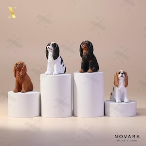 Cavalier King Charles Spaniel Figurine, Realistic Puppy Statue, Puppy Sculpture, Animal Ornament, Car Dashboard decor Gift for Dog Lovers.