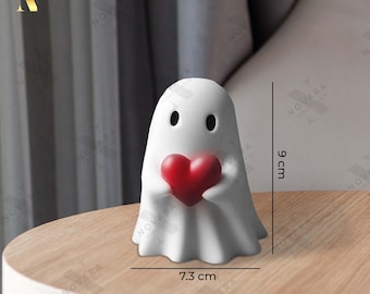 Figura de fantasma grosero y divertida, decoración de escritorio espeluznante hecha a mano, regalo de humor de Halloween, linda estatua de fantasma para estante, oficina o decoración de habitación de terror.