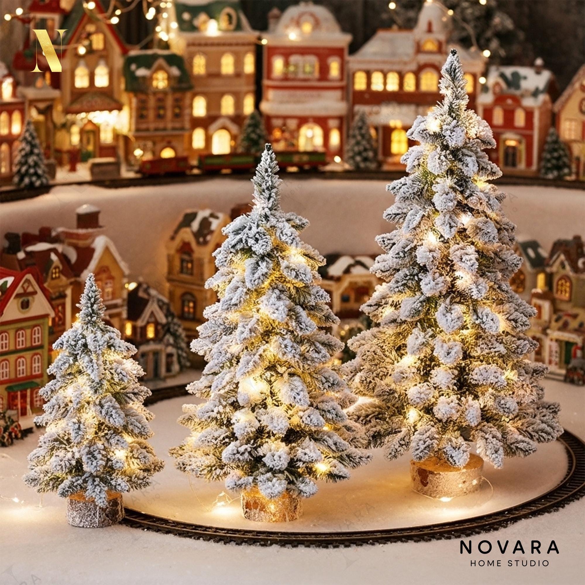 34 Space-Saving Christmas Decor Ideas for Apartments 20 Flocked Mini Christmas Tree Frosted Tabletop Holiday Decor Small PVC…