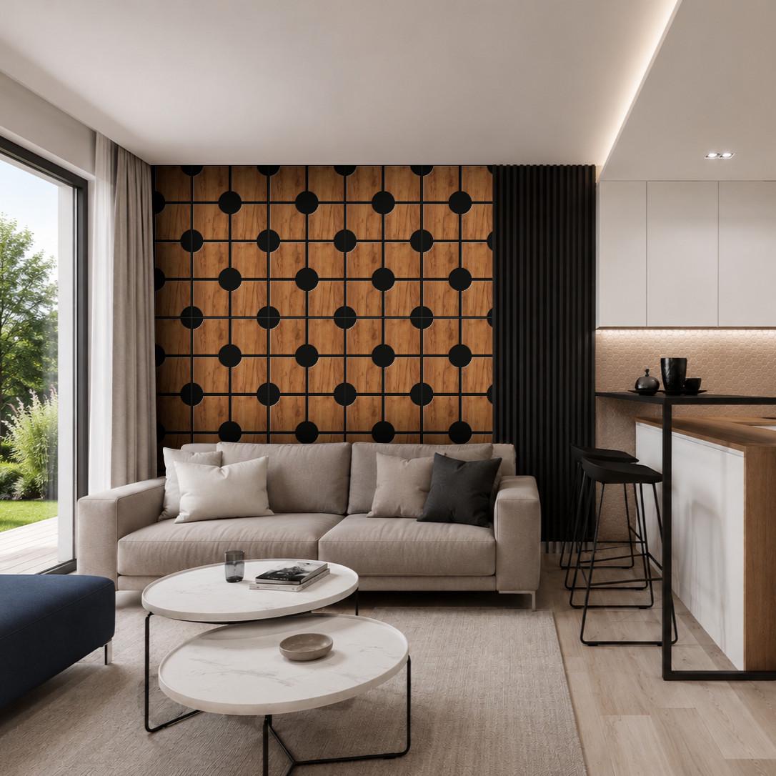 Wall Panels - Modern Oak 3D Wall Panel - Black Geometric Wall Decor ...