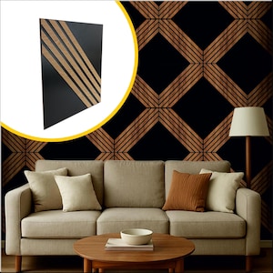 3D Wall Panels – Modern Decorative Wall Panels 50x50cm | Thin Slat Wall Panels with Diagonal Oak Design | DIY Interior Wall Decor