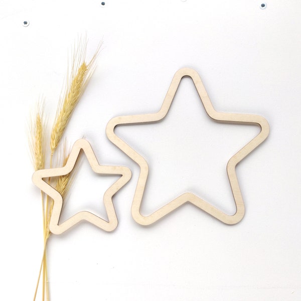 Wooden star Outline, Hollow star, Macrame mobile, star Frame Shape