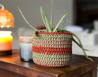 Handmade Crochet Plant Cozie - Fits 3-6 Inch Pots, Custom Colors, Winter Warmth, with Drainage - Handmade Gift for Plant Lover