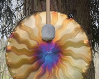 AURA_ Gong de mano + mazo incluido. _ Para limpieza, relajación y sanación con sonido.